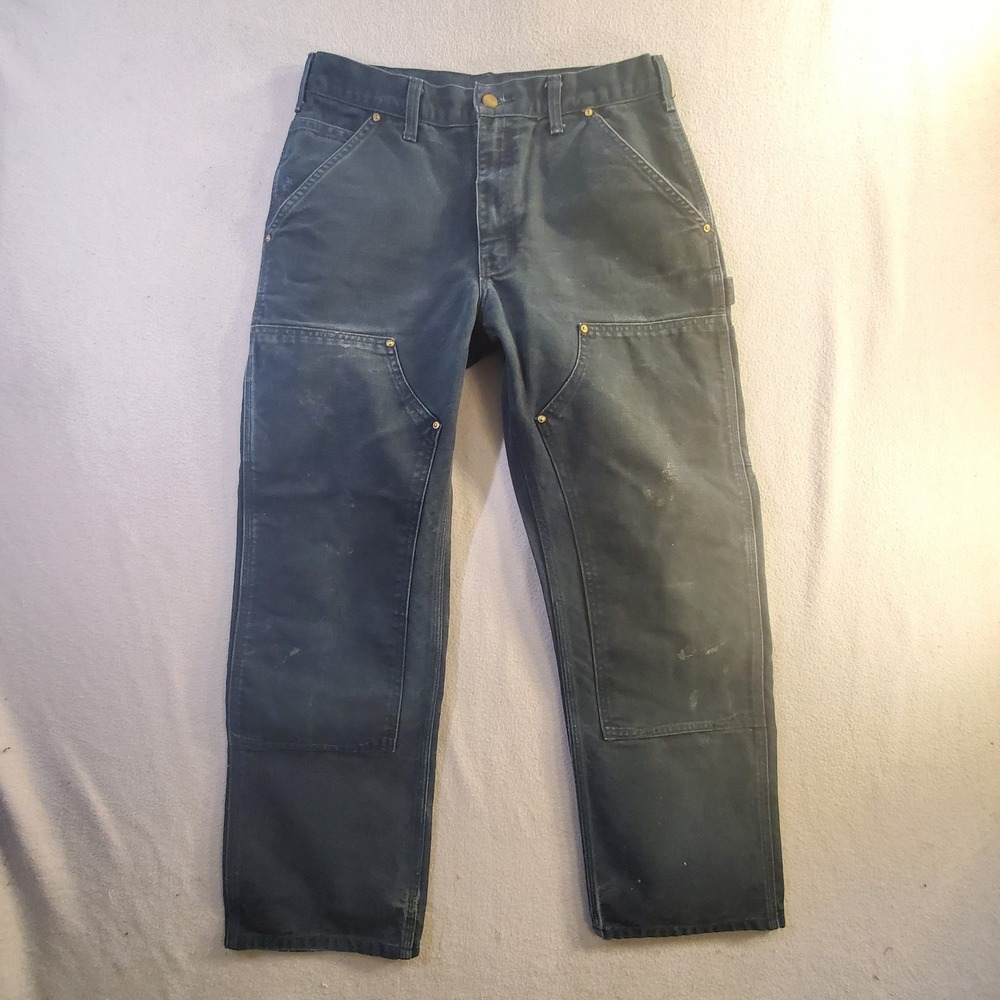 Carhartt B01 Black Double Front Logger Work Pants Mens 31x29 Made in USA Canvas